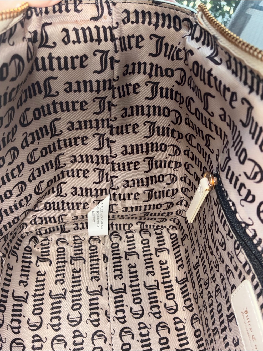 Juicy Couture Gothic JC Logo Monogram Tote Cream Gold Hardware Heart Lock - Picture 10 of 15